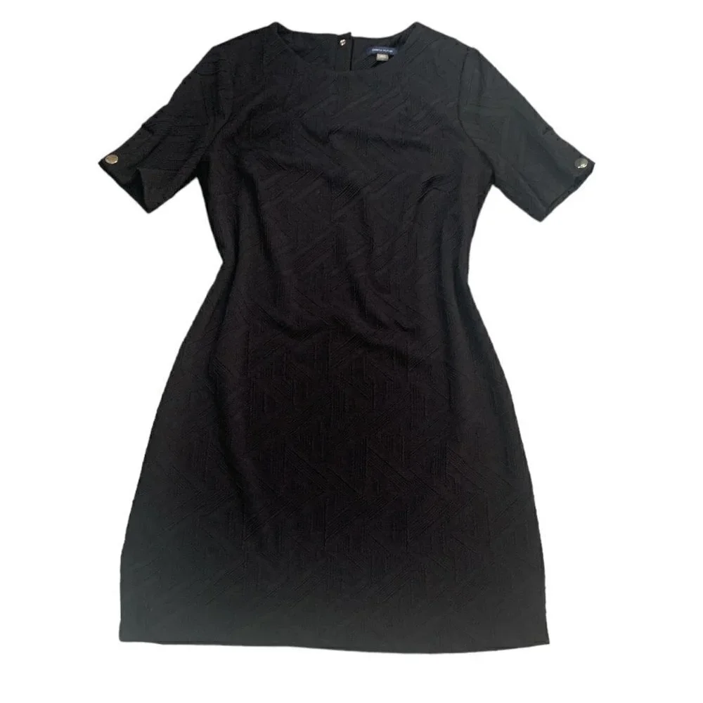 Tommy Hilfiger Textured Knit‎ Short Sleeve Dress Sz 12 Black 134B